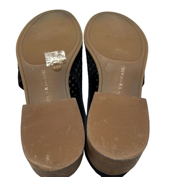 LUCKY BRAND Nacria Black Suede Peep Toe Ankle Booties Sandals Shoes Size 6.5M - Picture 14 of 16